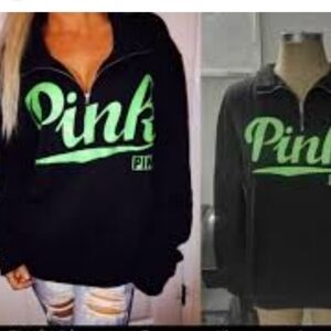 PINK Victoria's Secret Black Hoodie with Green Logo